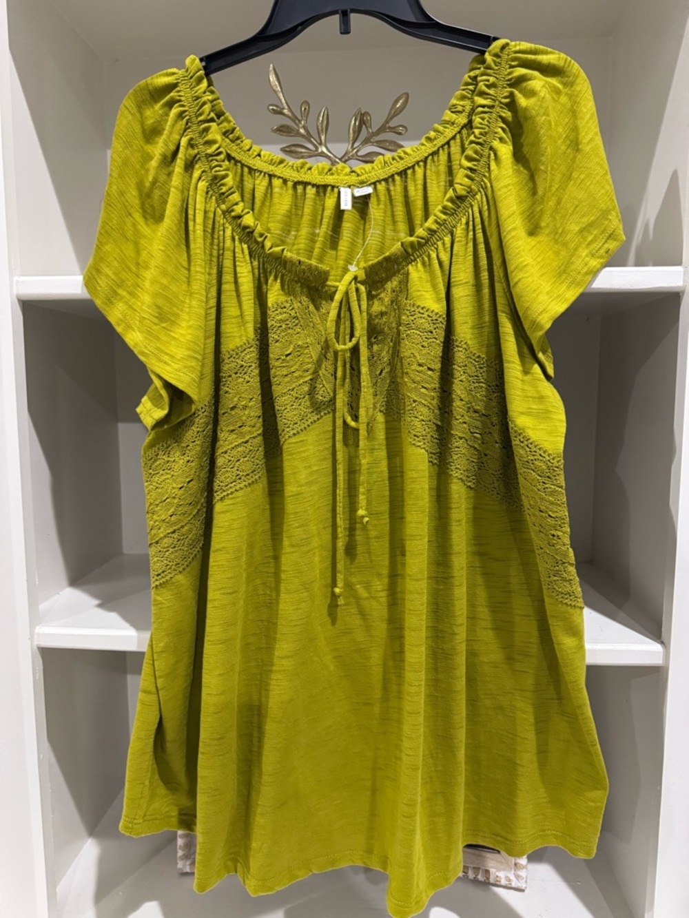 Cato Green Blouse with Lace Panels Sz 18/20